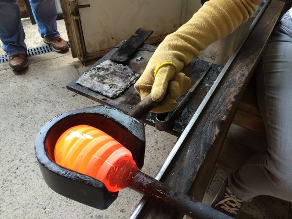 student glassblowing